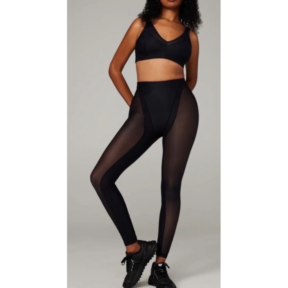 Savage X Fenty Peak Performance Mesh Leggings Black High Waist Small S